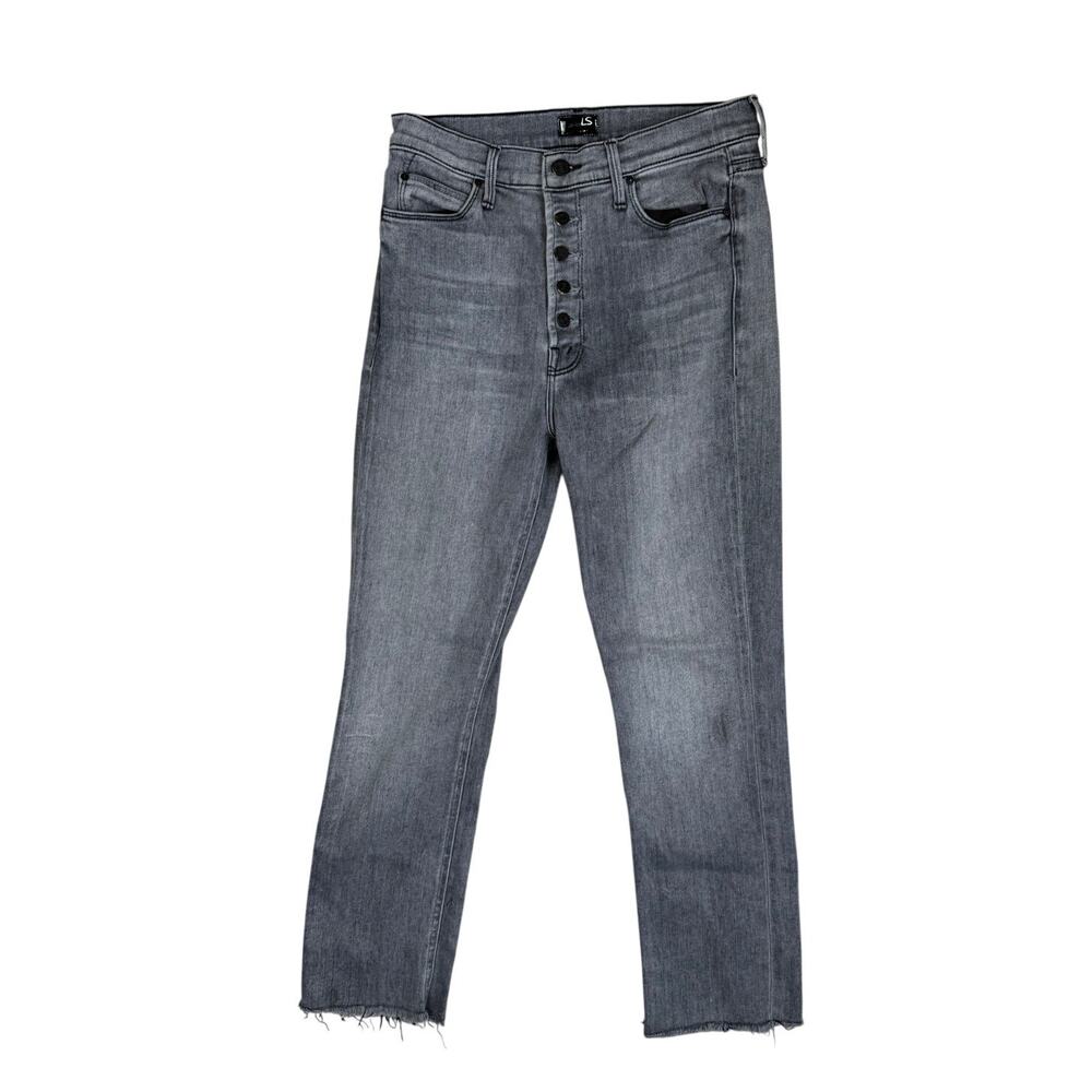 MOTHER Jeans The Pixie Dazzler Ankle Fray High Rise Straight Leg Black 29